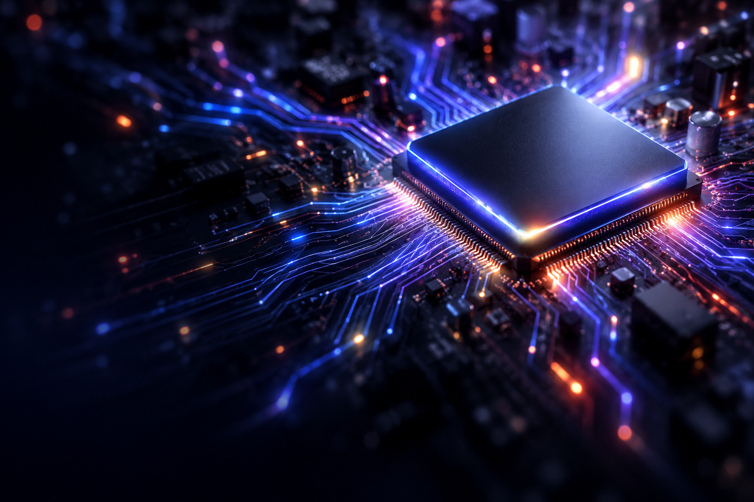 A close-up of a computer circuit board